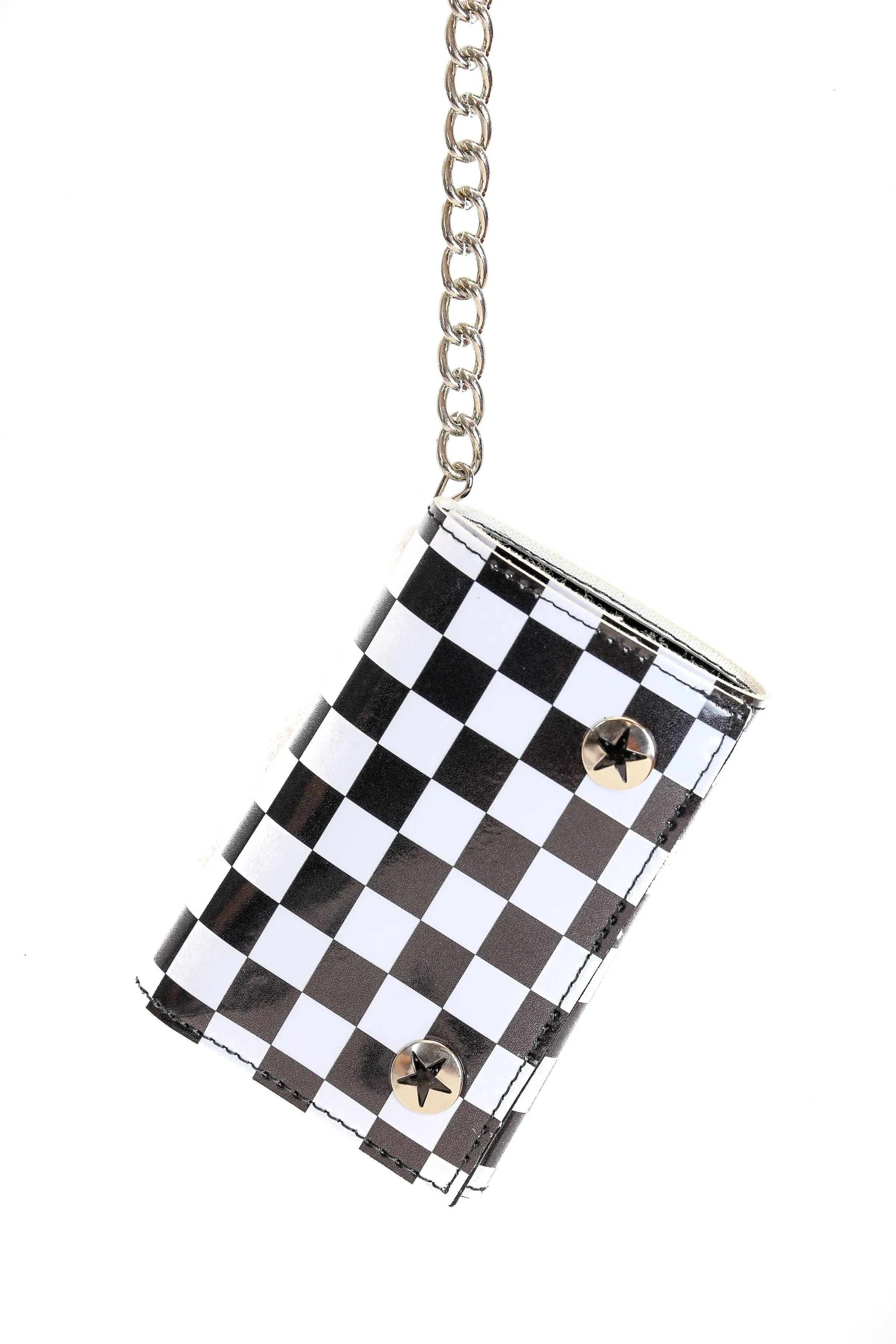 Assorted Checkered Board Patent Trifold Wallet