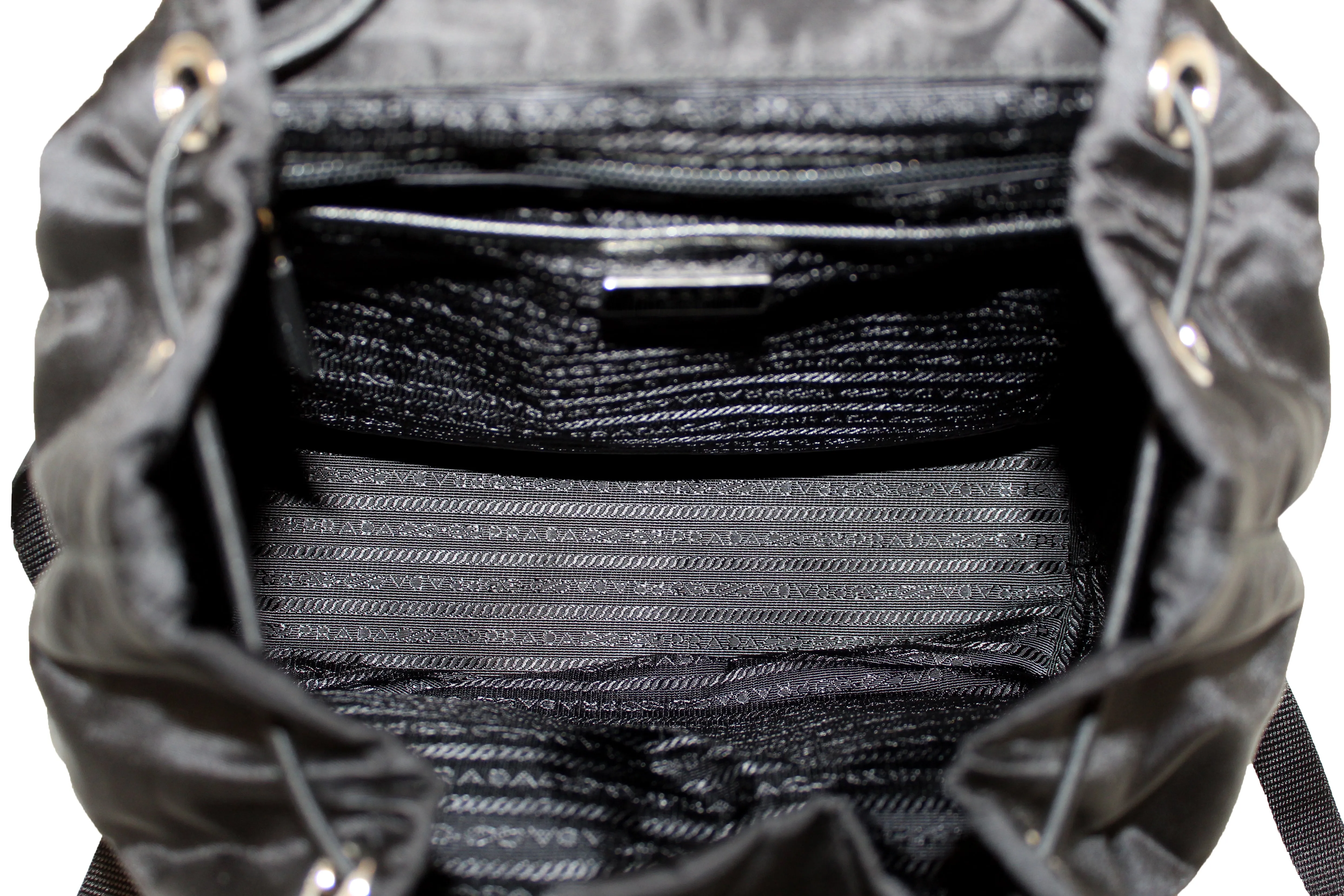 Authentic New Prada Black Nylon With Silver Hardware Backpack