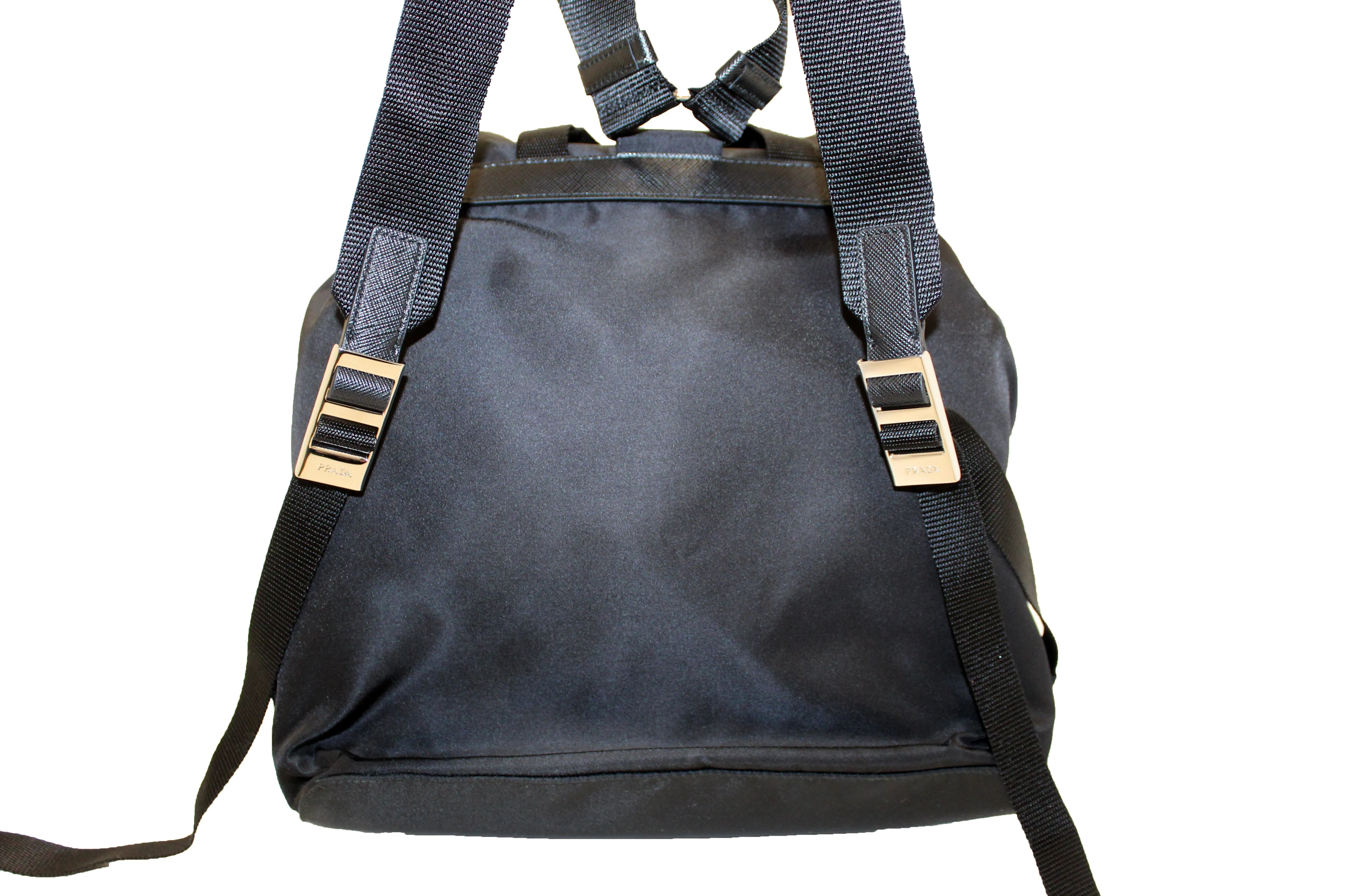 Authentic New Prada Black Nylon With Silver Hardware Backpack