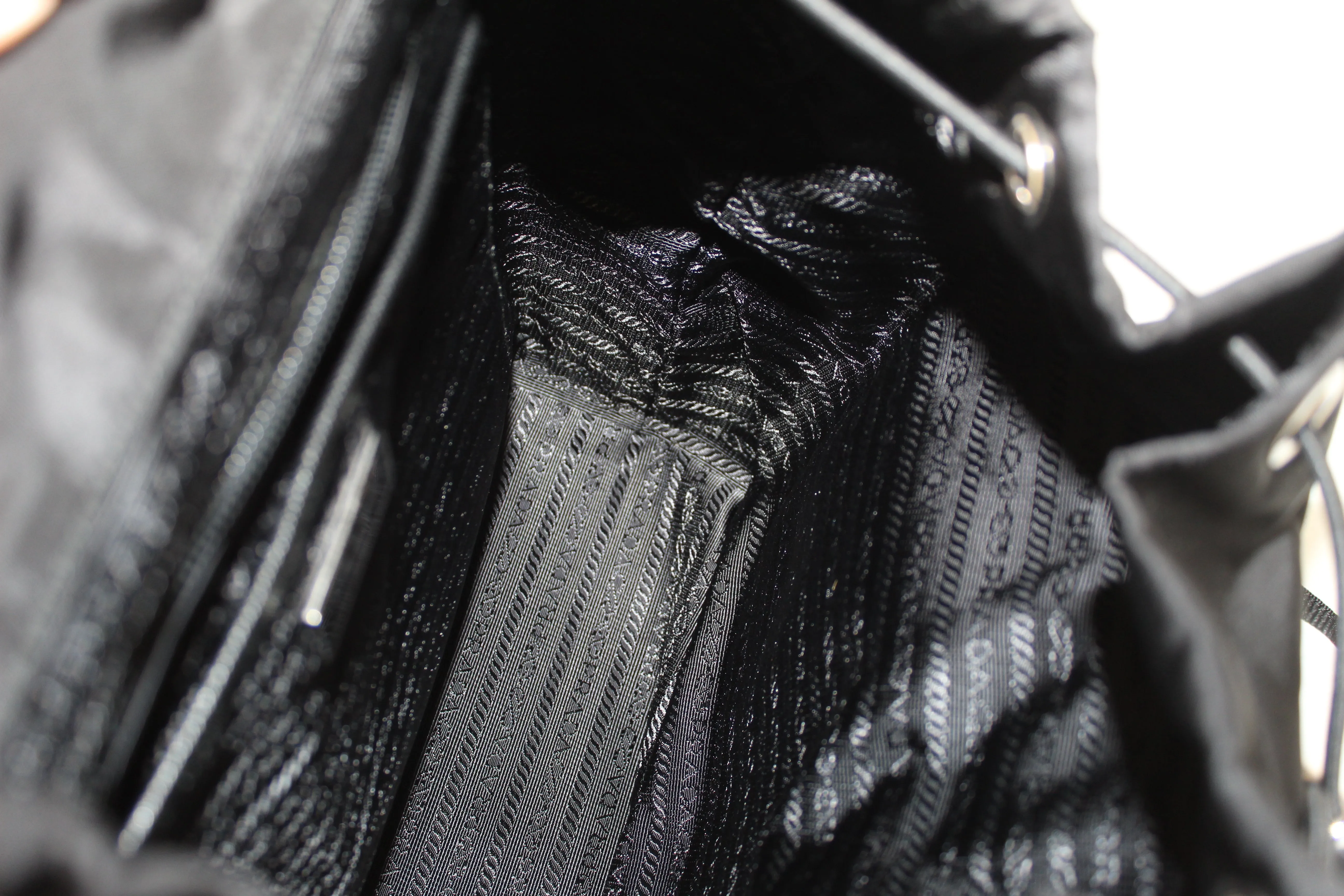 Authentic New Prada Black Nylon With Silver Hardware Backpack