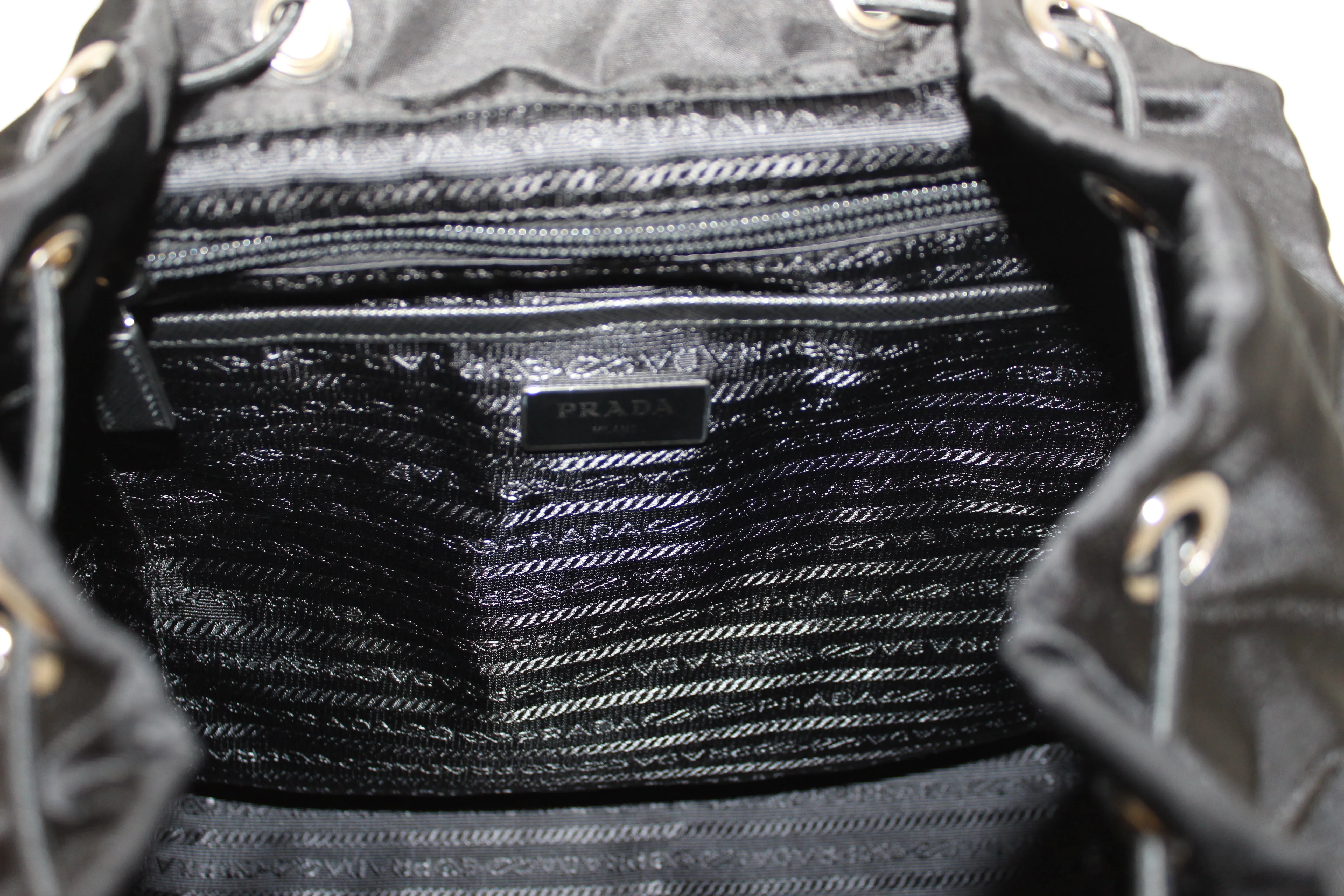 Authentic New Prada Black Nylon With Silver Hardware Backpack