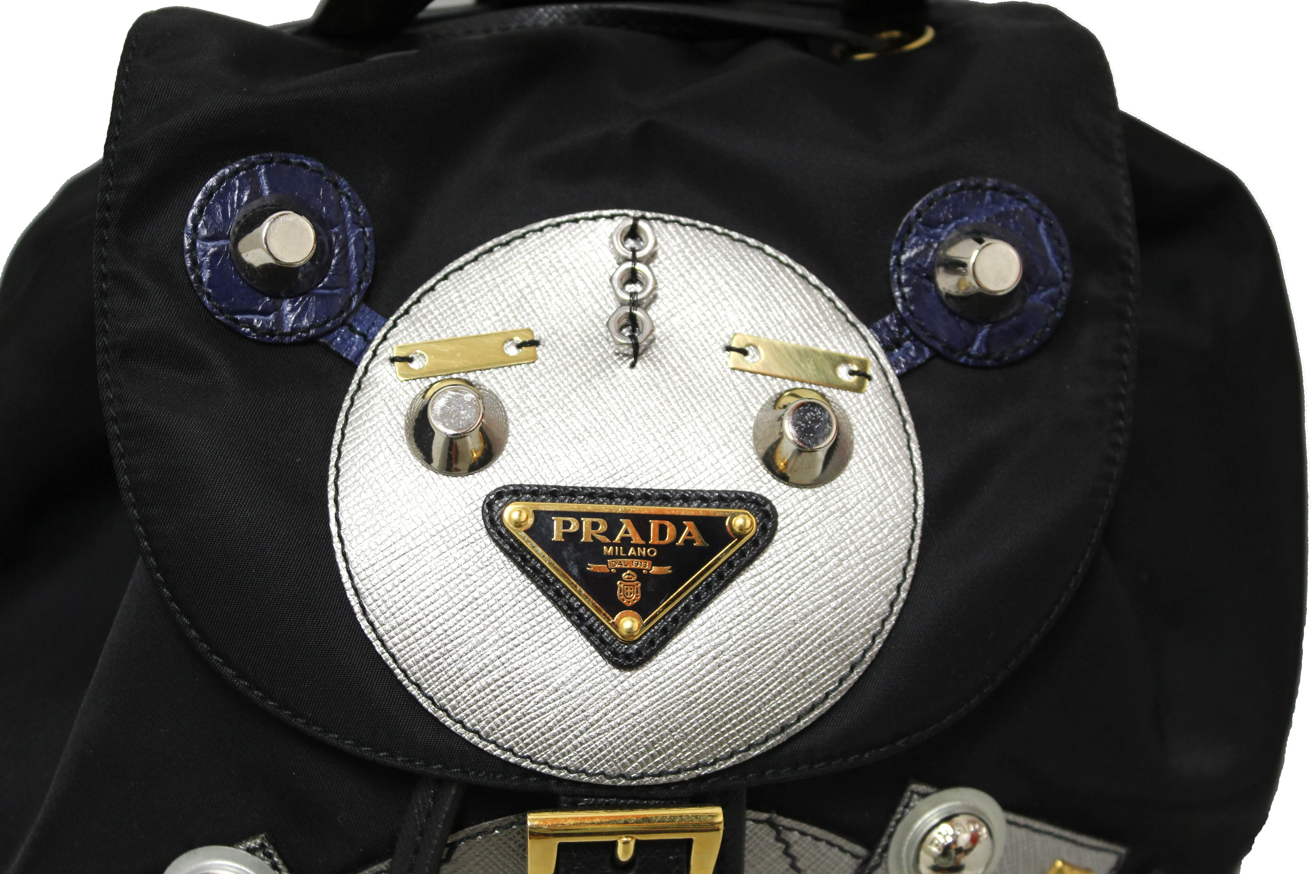 Authentic Prada Black Tessuto Nylon Robot Backpack