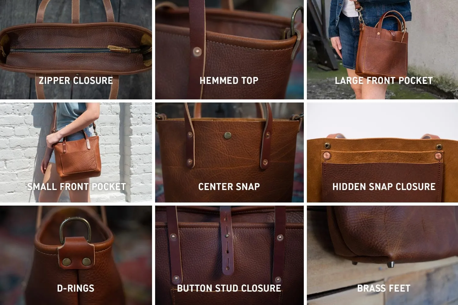 AVERY LEATHER TOTE BAG - MINI CROSSBODY - PEANUT BISON