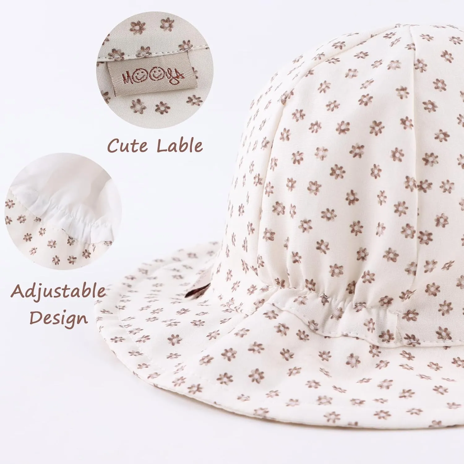 Baby Girl Sun Hat Infant Wide Brim Beach Hats Toddler Summer Bucket Hat Kids Outdoor Adjustable Hats