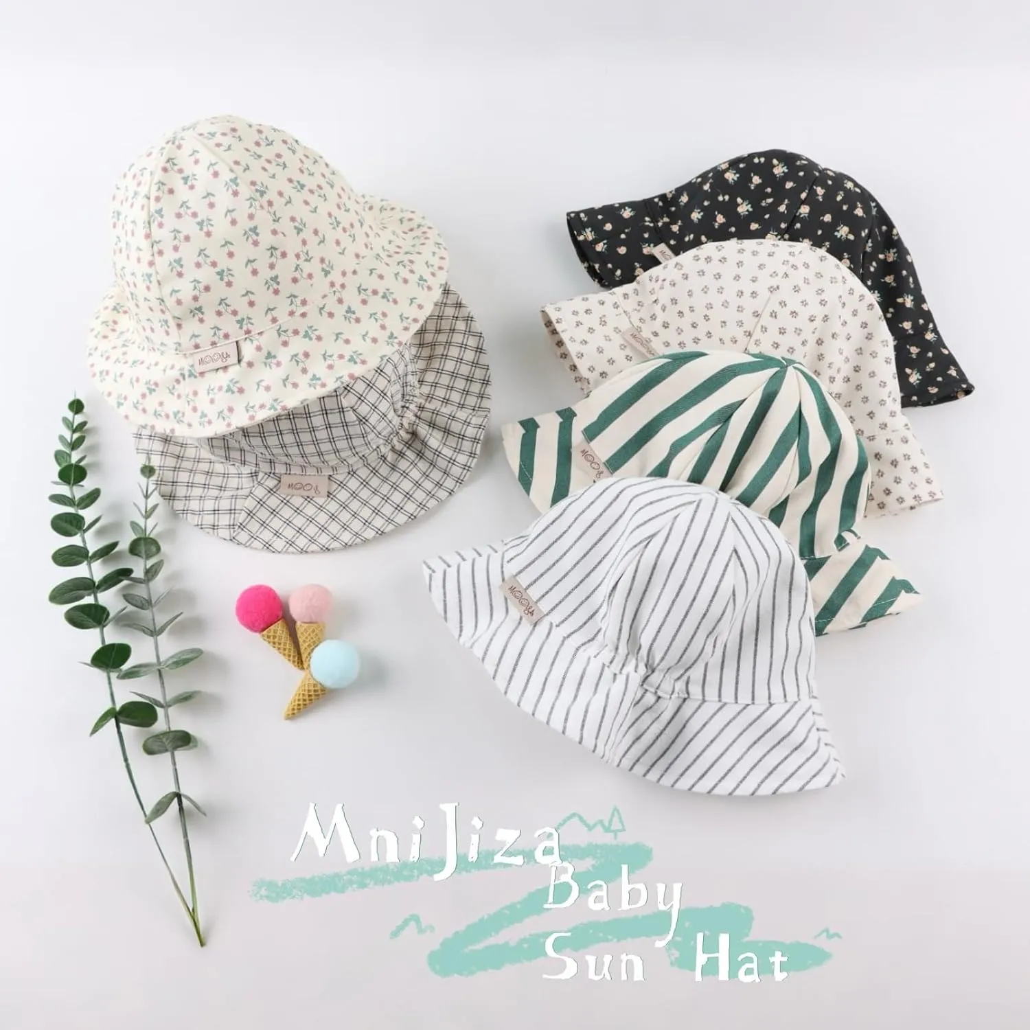 Baby Girl Sun Hat Infant Wide Brim Beach Hats Toddler Summer Bucket Hat Kids Outdoor Adjustable Hats