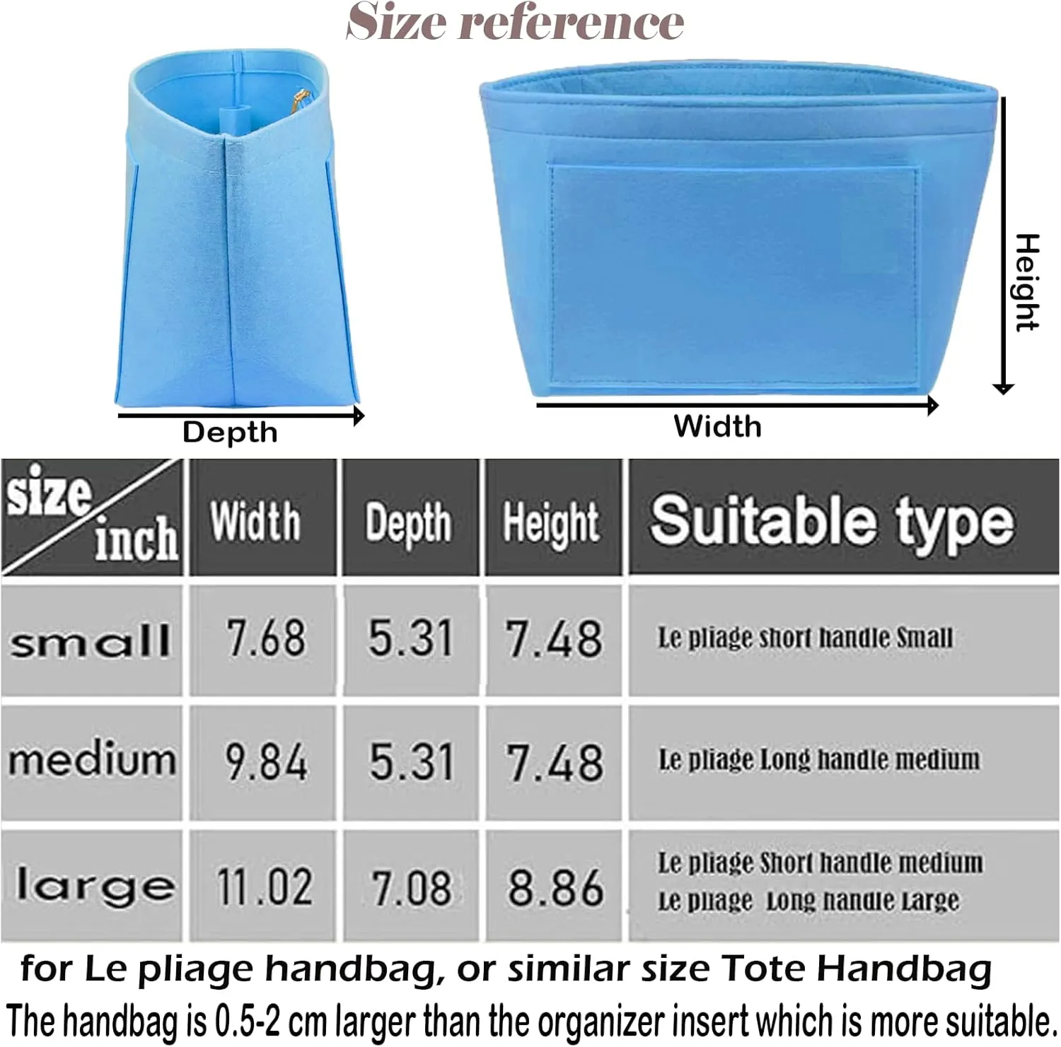 bag Organizer Insert for Longchamp Le Pliage Neo Handbags Insert Organizer 1012French blue-M