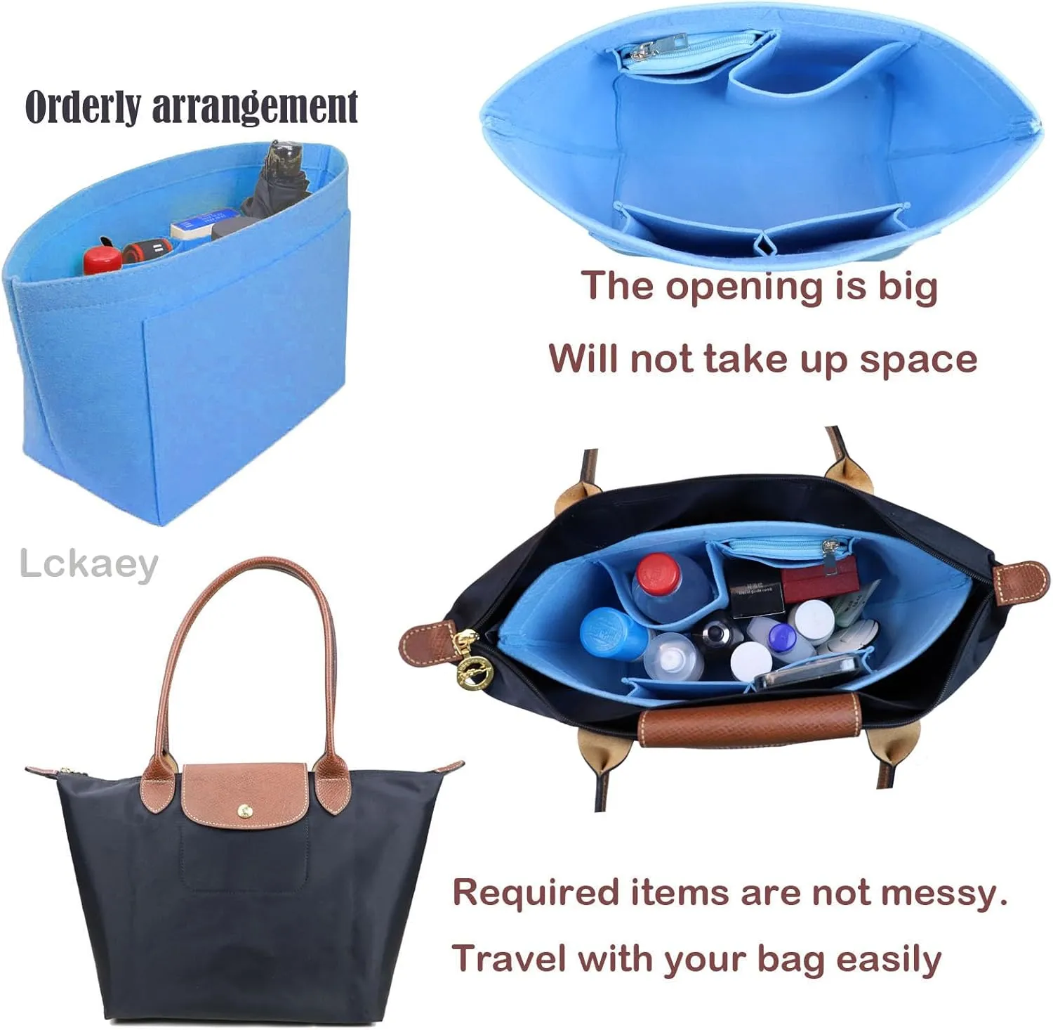 bag Organizer Insert for Longchamp Le Pliage Neo Handbags Insert Organizer 1012French blue-M