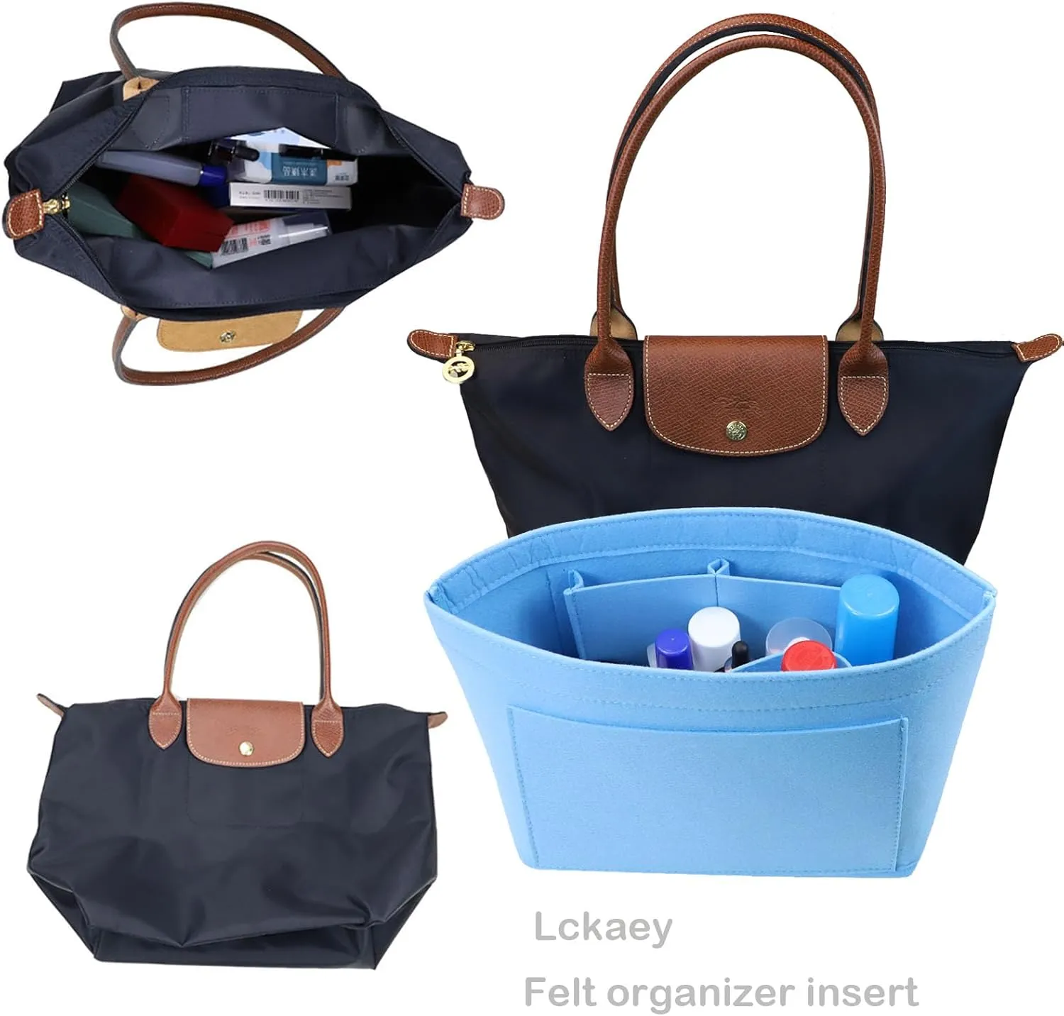 bag Organizer Insert for Longchamp Le Pliage Neo Handbags Insert Organizer 1012French blue-M