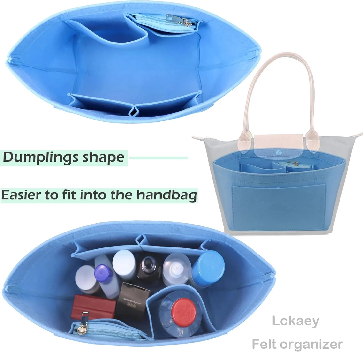 bag Organizer Insert for Longchamp Le Pliage Neo Handbags Insert Organizer 1012French blue-M