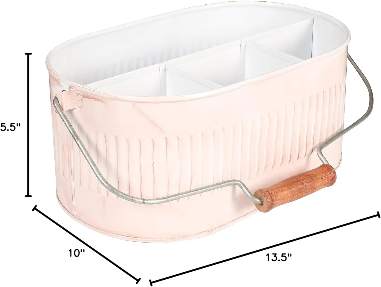Bedding Craft Galvanized Utensil Caddy, Tinware Dcor, Picnic Cutlery Holder, Flatware Storage, Outdoor Cream White Organizer, Galvanized Bucket Bin