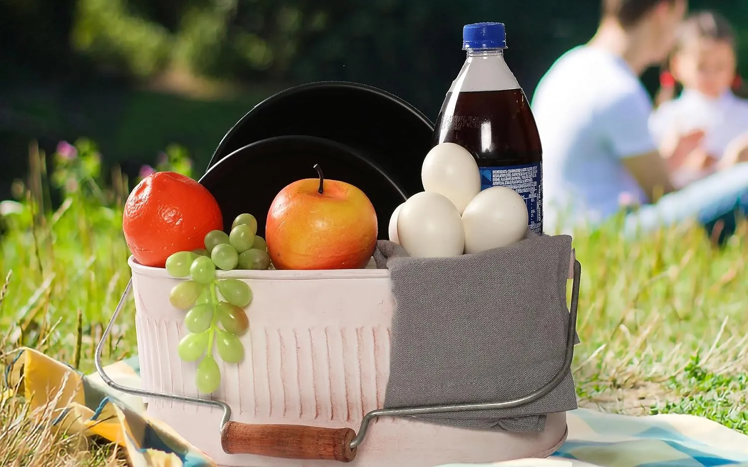 Bedding Craft Galvanized Utensil Caddy, Tinware Dcor, Picnic Cutlery Holder, Flatware Storage, Outdoor Cream White Organizer, Galvanized Bucket Bin