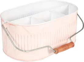 Bedding Craft Galvanized Utensil Caddy, Tinware Dcor, Picnic Cutlery Holder, Flatware Storage, Outdoor Cream White Organizer, Galvanized Bucket Bin