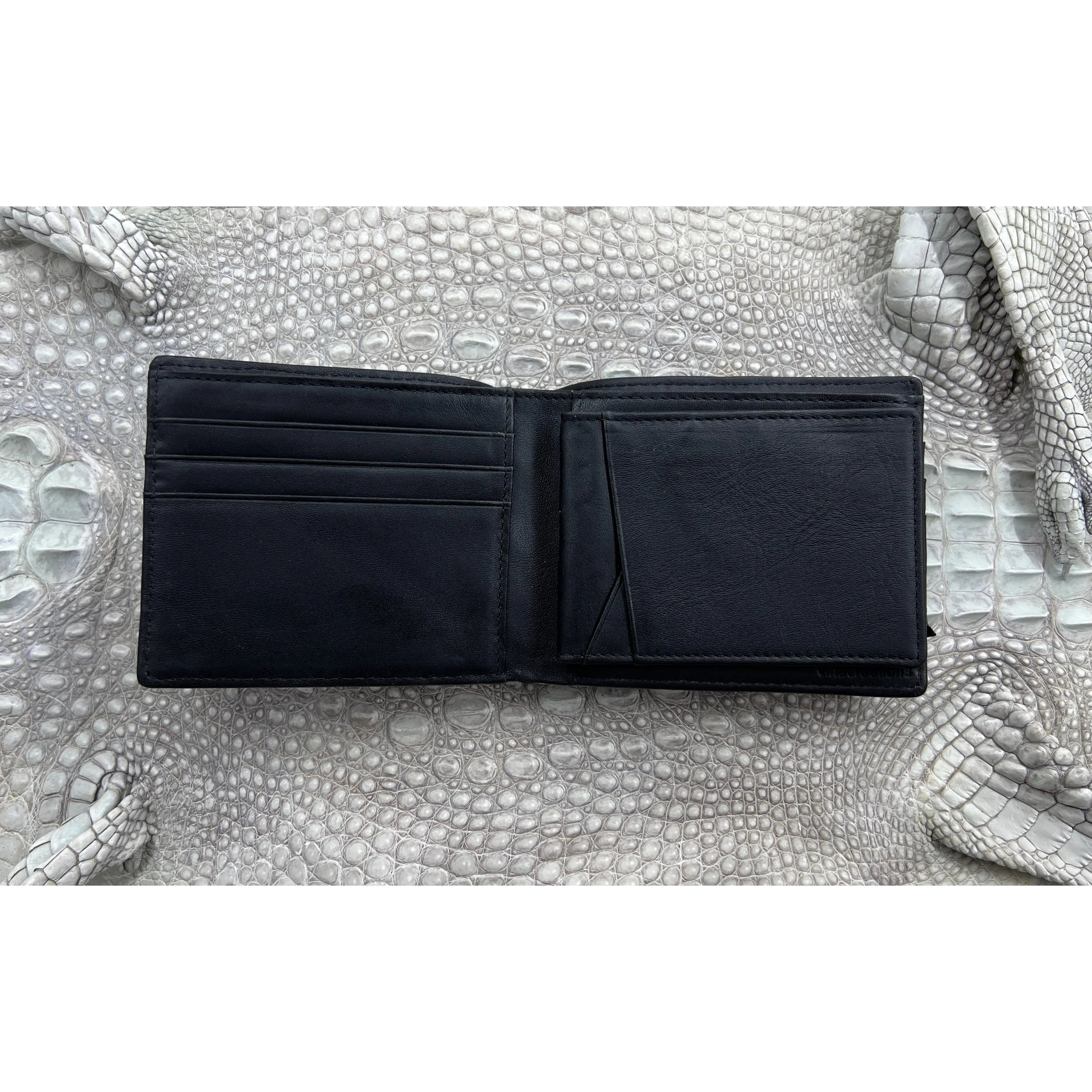 Black Alligator Hornback Skin Bifold Wallet For Men | Handmade Crocodile Leather Wallet RFID Blocking | VL4566