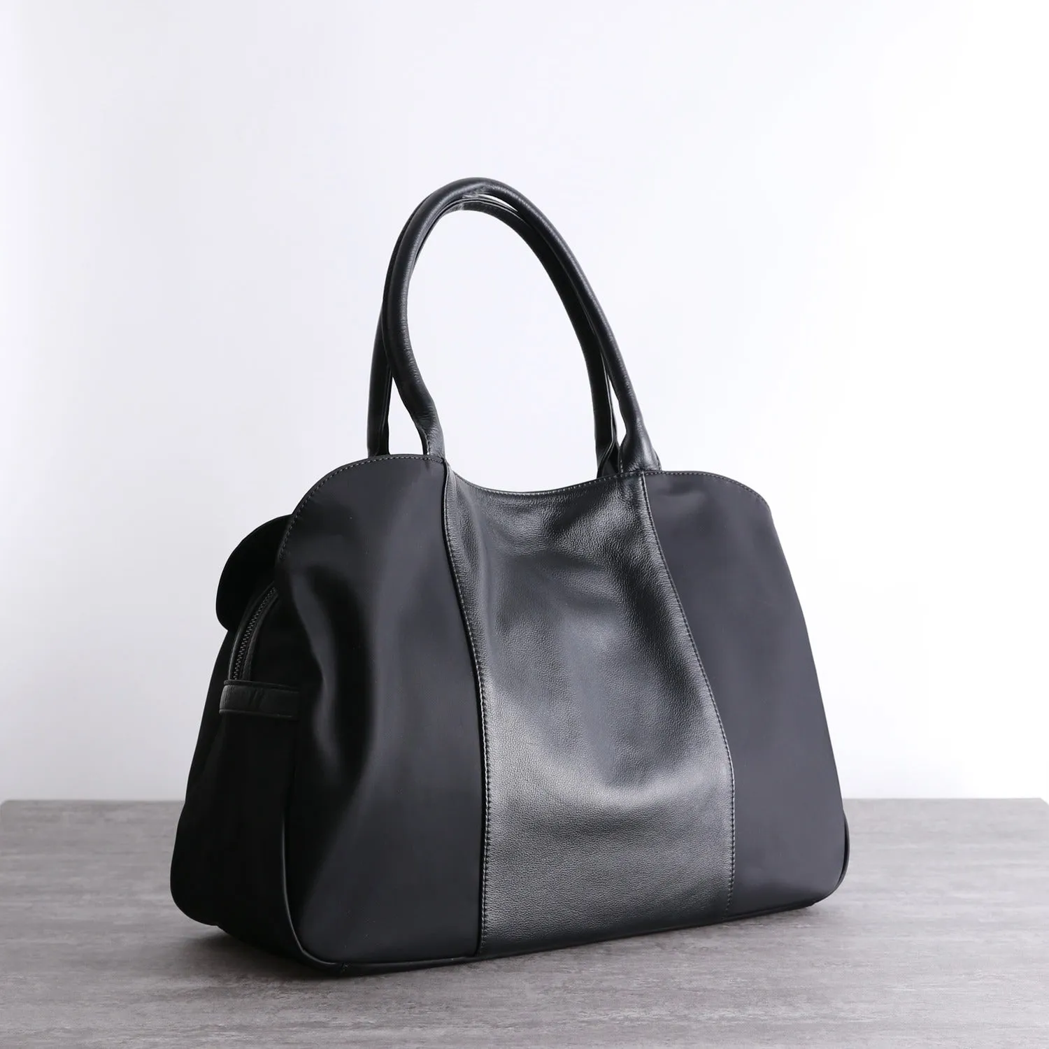 Black Nylon Shopper Bag Womens Nylon Handbag Nylon Shoulder Bag Black Nylon Crossbody Bag for Men