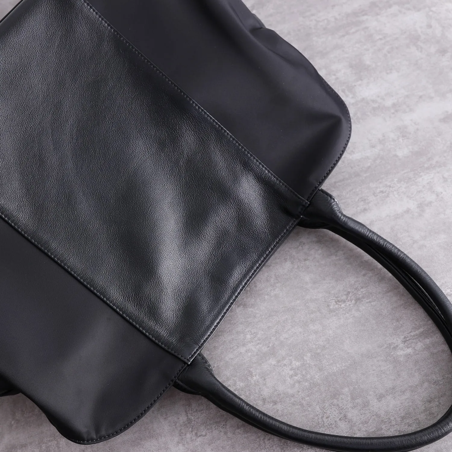 Black Nylon Shopper Bag Womens Nylon Handbag Nylon Shoulder Bag Black Nylon Crossbody Bag for Men