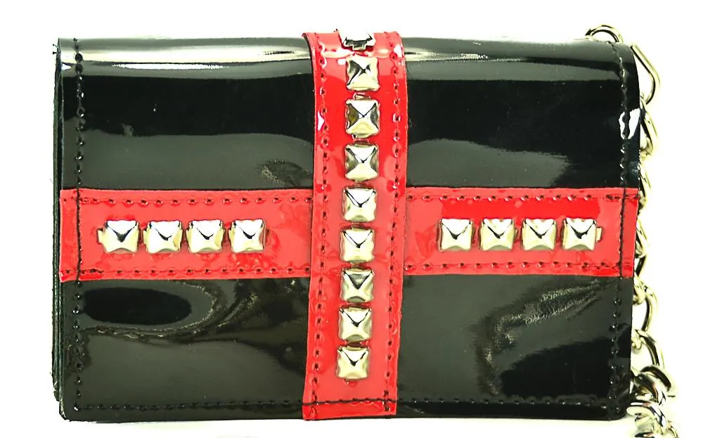 Black Tri Fold Wallet With Red Cross