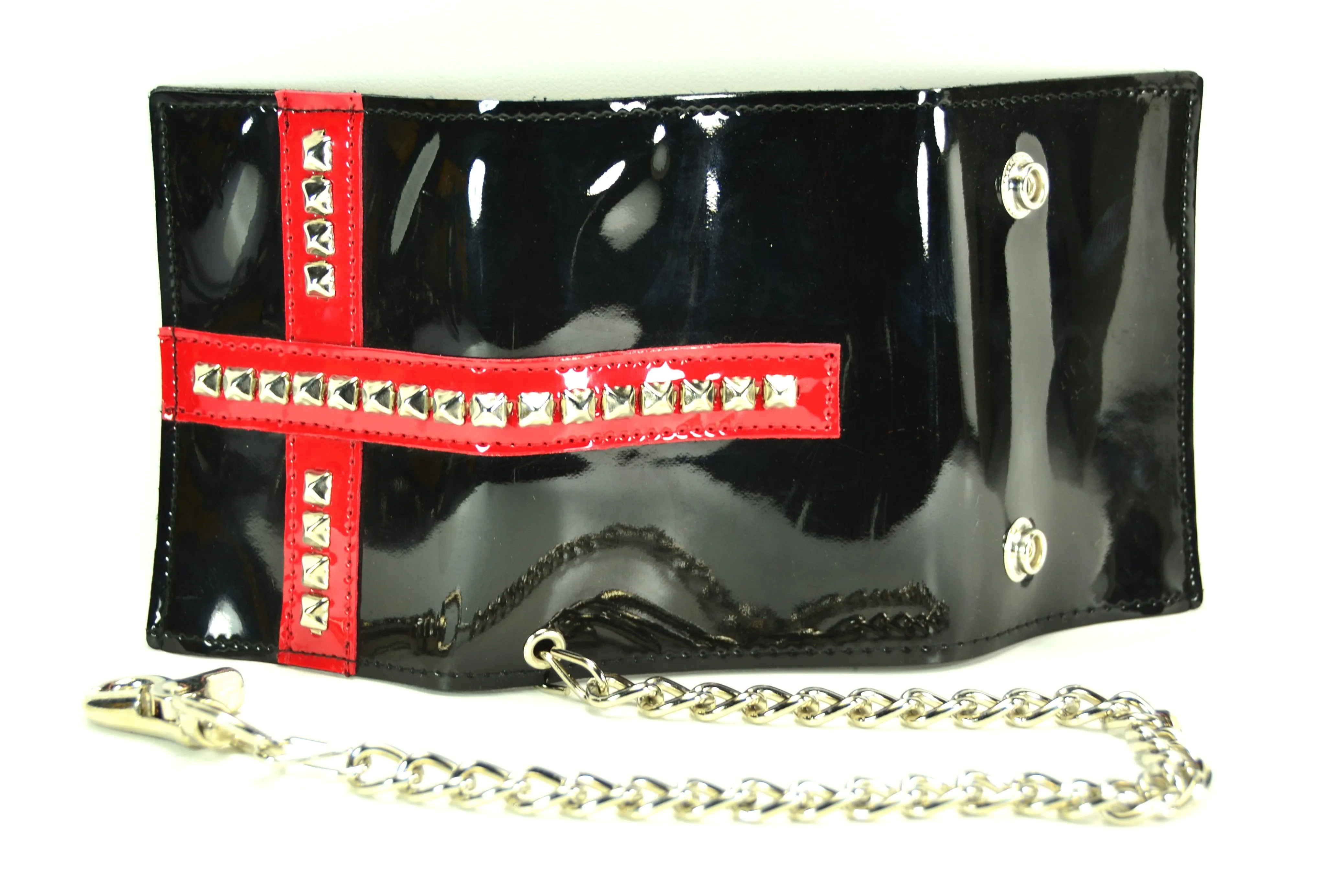 Black Tri Fold Wallet With Red Cross