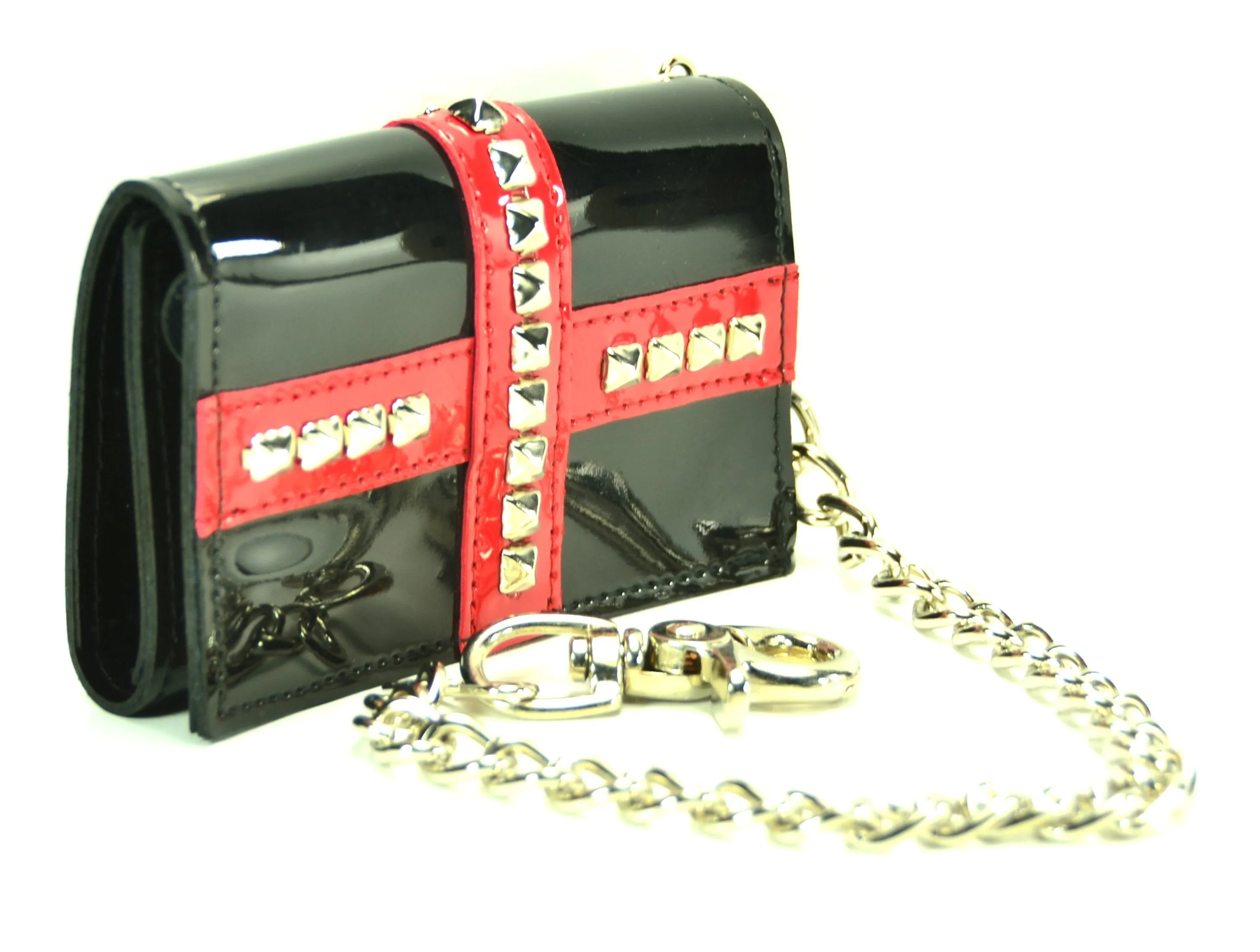 Black Tri Fold Wallet With Red Cross