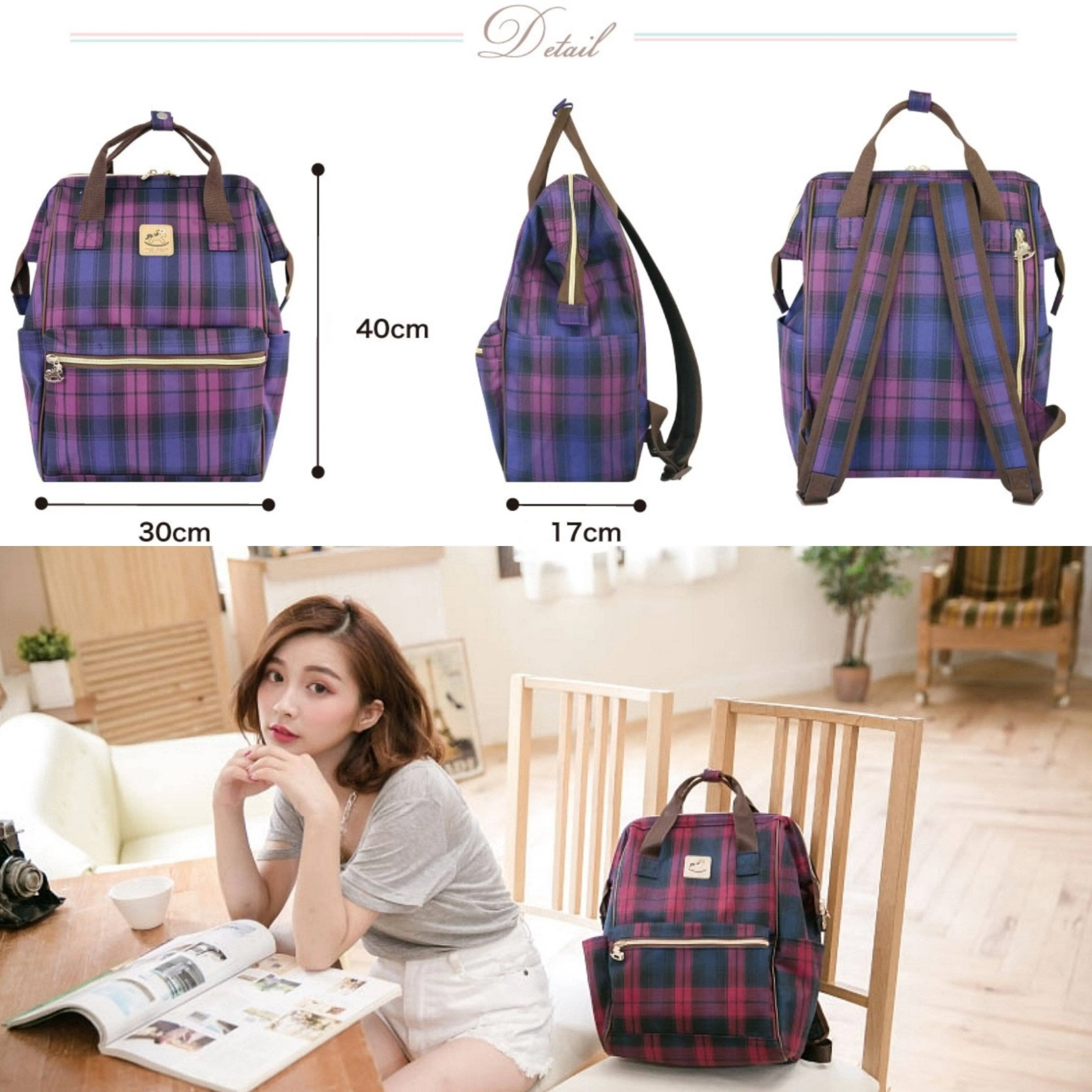 Black Tricolor Corgi Large Opening Backpack