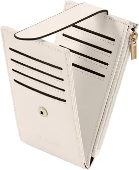 Chelmon Womens Wallet Slim RFID Blocking Bifold Multi Card Case Wallet with Zipper Pocket (Beige)