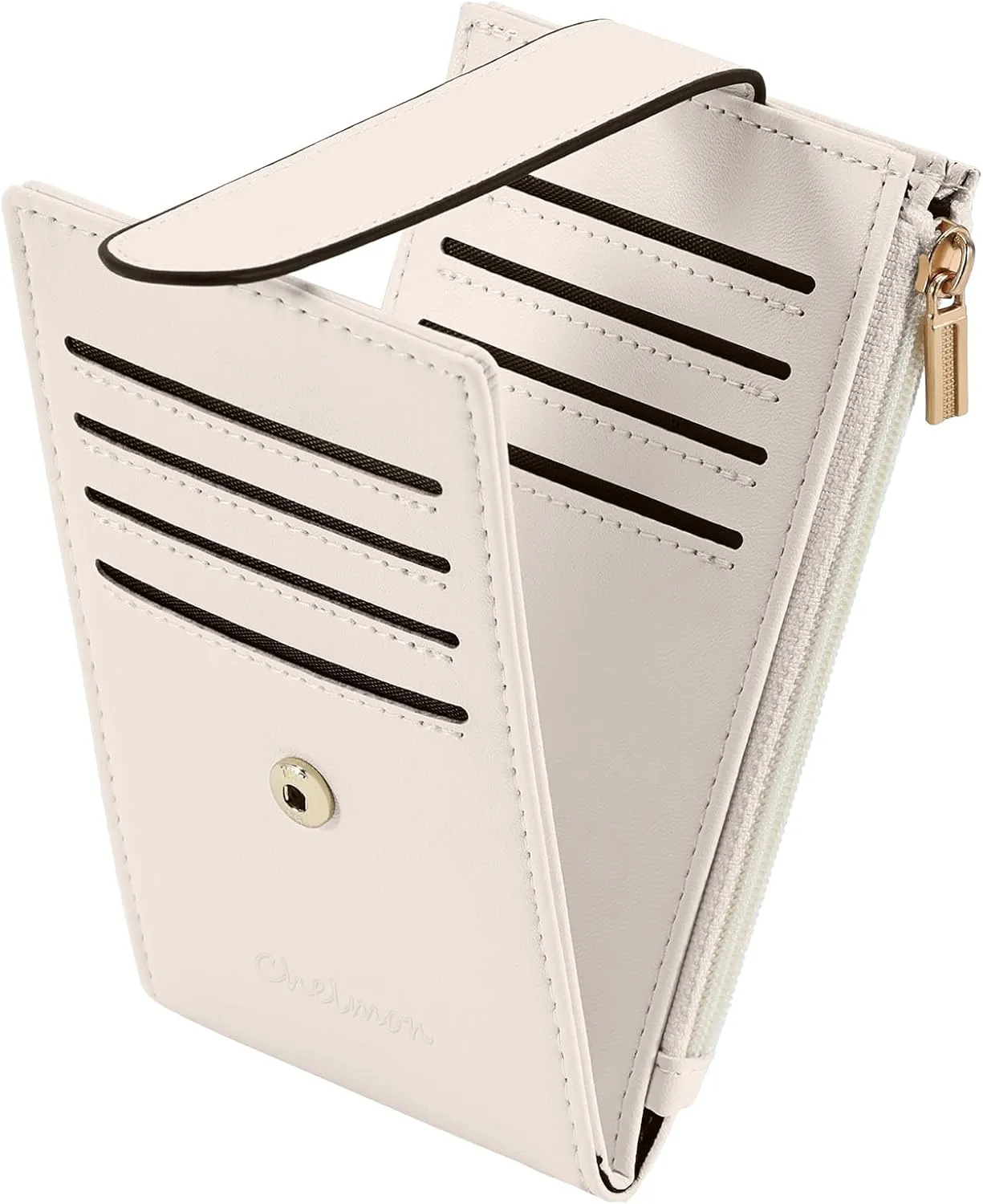 Chelmon Womens Wallet Slim RFID Blocking Bifold Multi Card Case Wallet with Zipper Pocket (Beige)