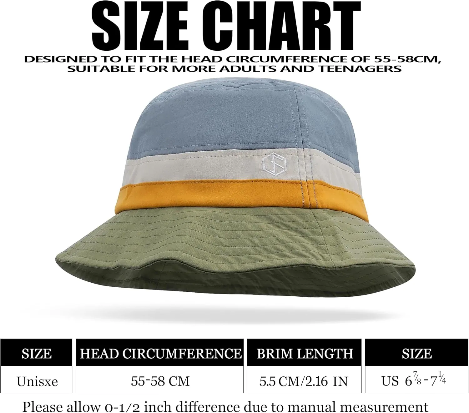 Clakllie Cotton Fisherman Cap Unisex Bucket Hat Foldable Lightweight UV Protation Caps Hiking Travel Hats Outdoor Sports Cap