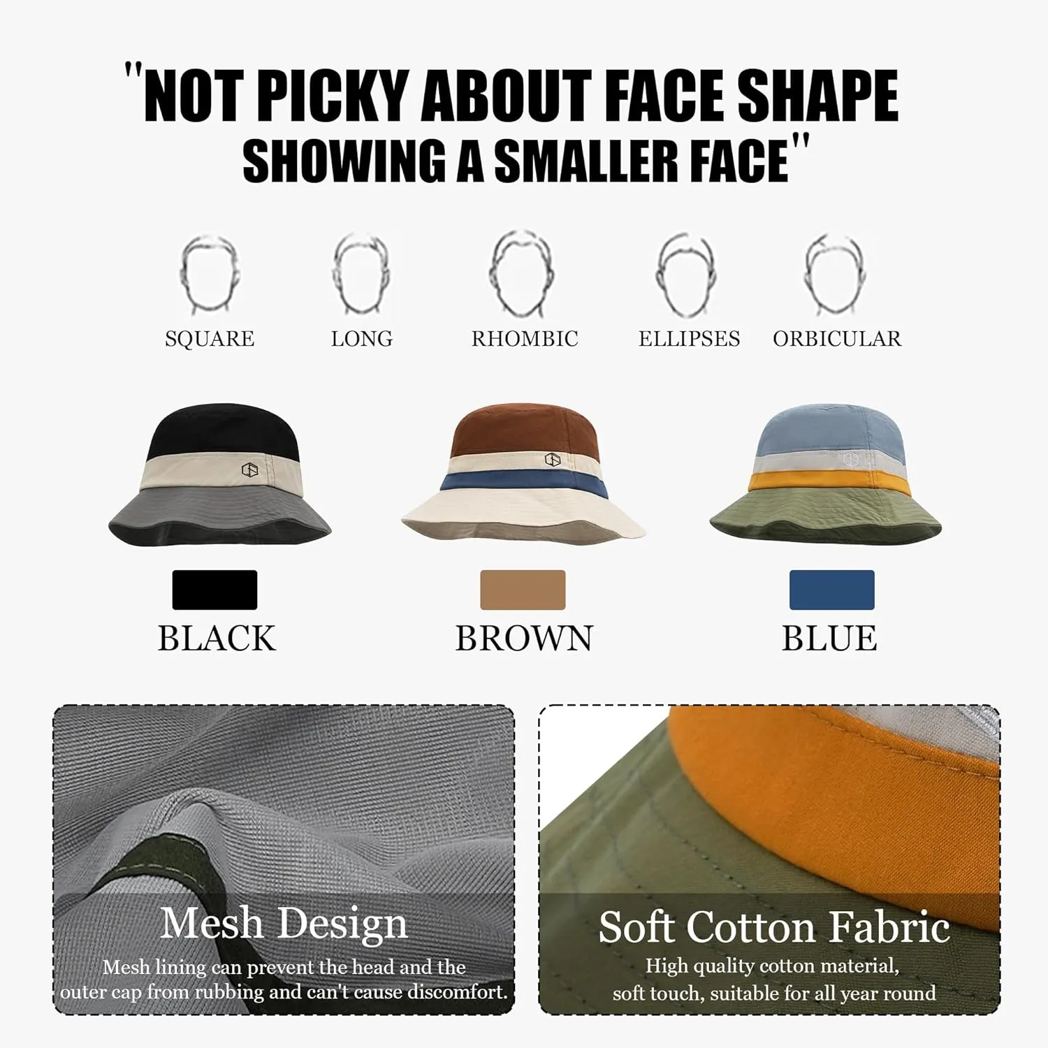 Clakllie Cotton Fisherman Cap Unisex Bucket Hat Foldable Lightweight UV Protation Caps Hiking Travel Hats Outdoor Sports Cap