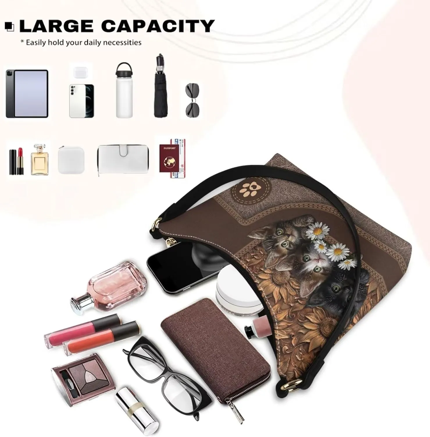Clutch Tote Handbags Leather Shoulder Purses for Women Lady Crescent Underarm Purse with Inner Pocket