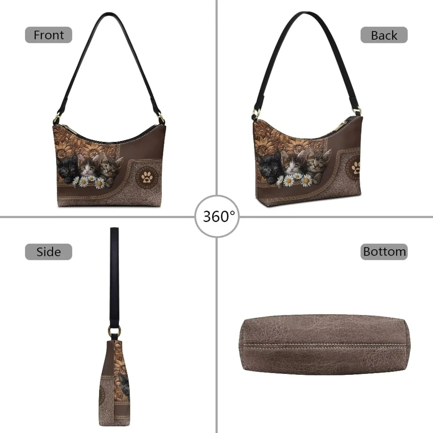 Clutch Tote Handbags Leather Shoulder Purses for Women Lady Crescent Underarm Purse with Inner Pocket