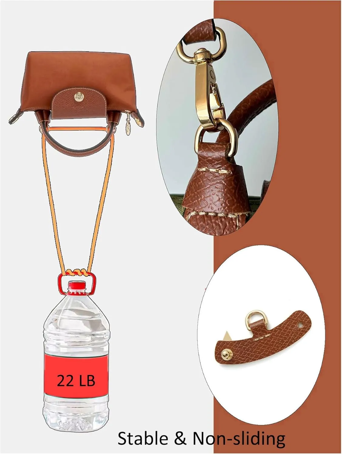Crossbody Strap Compatible for Longchamp LP Xtra XS Pouch, Conversion Kit,GOLD Hardware