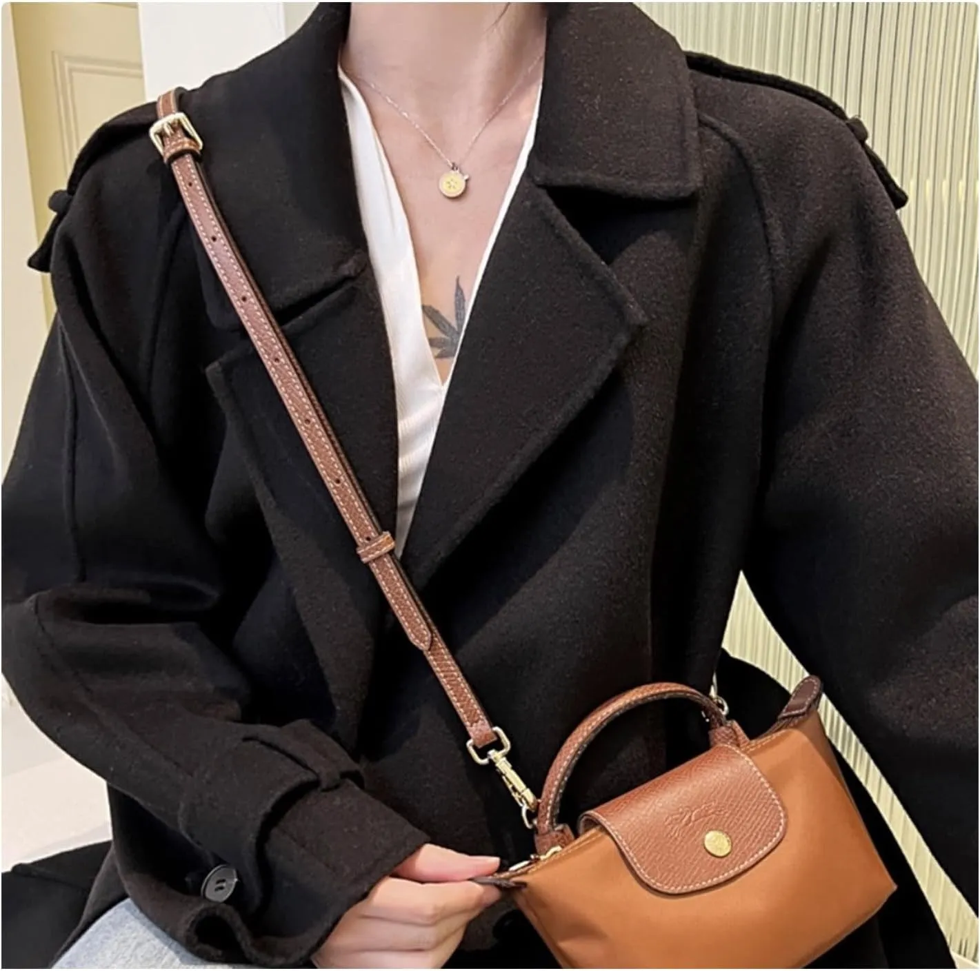 Crossbody Strap Compatible for Longchamp LP Xtra XS Pouch, Conversion Kit,GOLD Hardware