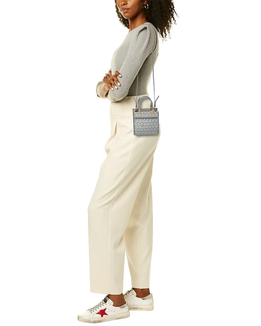 FENDI Sunshine Mini FF Jacquard & Leather Tote
