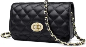 FOXLOVER Quilted Crossbody Purse for Women Faux Leather Trendy Ladies Shoulder Bag with Chain