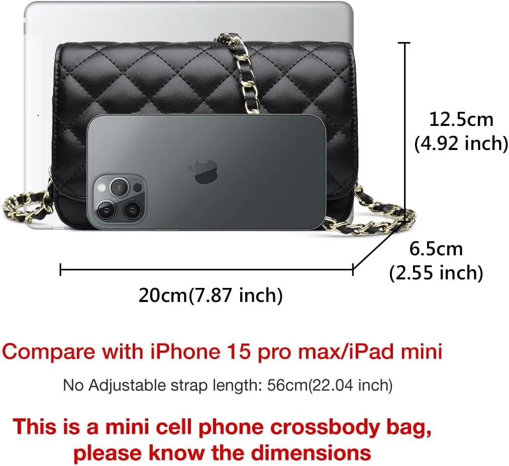 FOXLOVER Quilted Crossbody Purse for Women Faux Leather Trendy Ladies Shoulder Bag with Chain