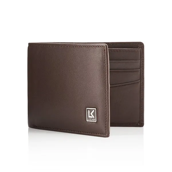 Full grain leather wallet in brown - 6 card slots