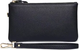 GOIACII Women's Wristlet Clutch Slim Leather Wallet RFID Blocking Handbag