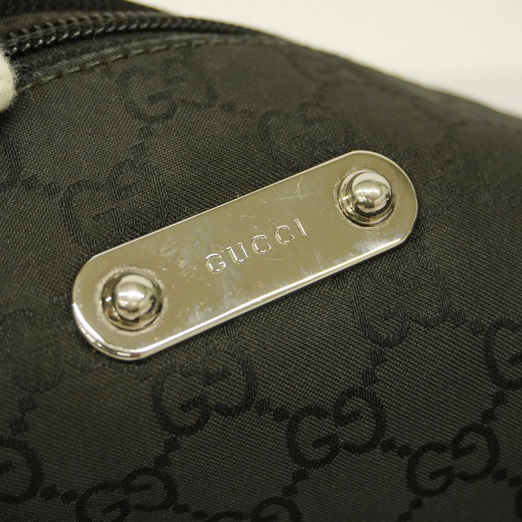 GUCCI  Shoulder Bag GG Nylon 190628 Women's Nylon,Leather Shoulder Bag Black