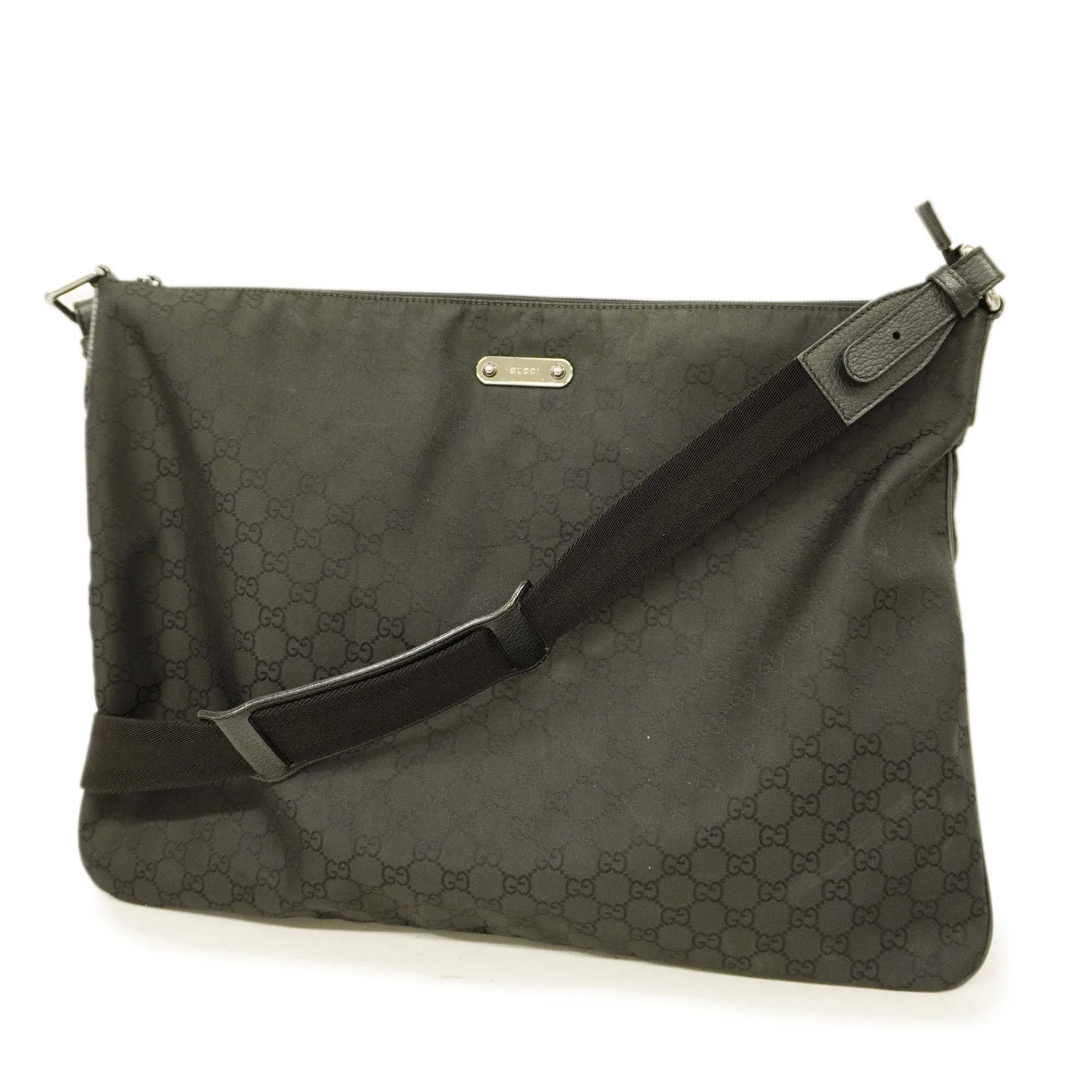 GUCCI  Shoulder Bag GG Nylon 190628 Women's Nylon,Leather Shoulder Bag Black