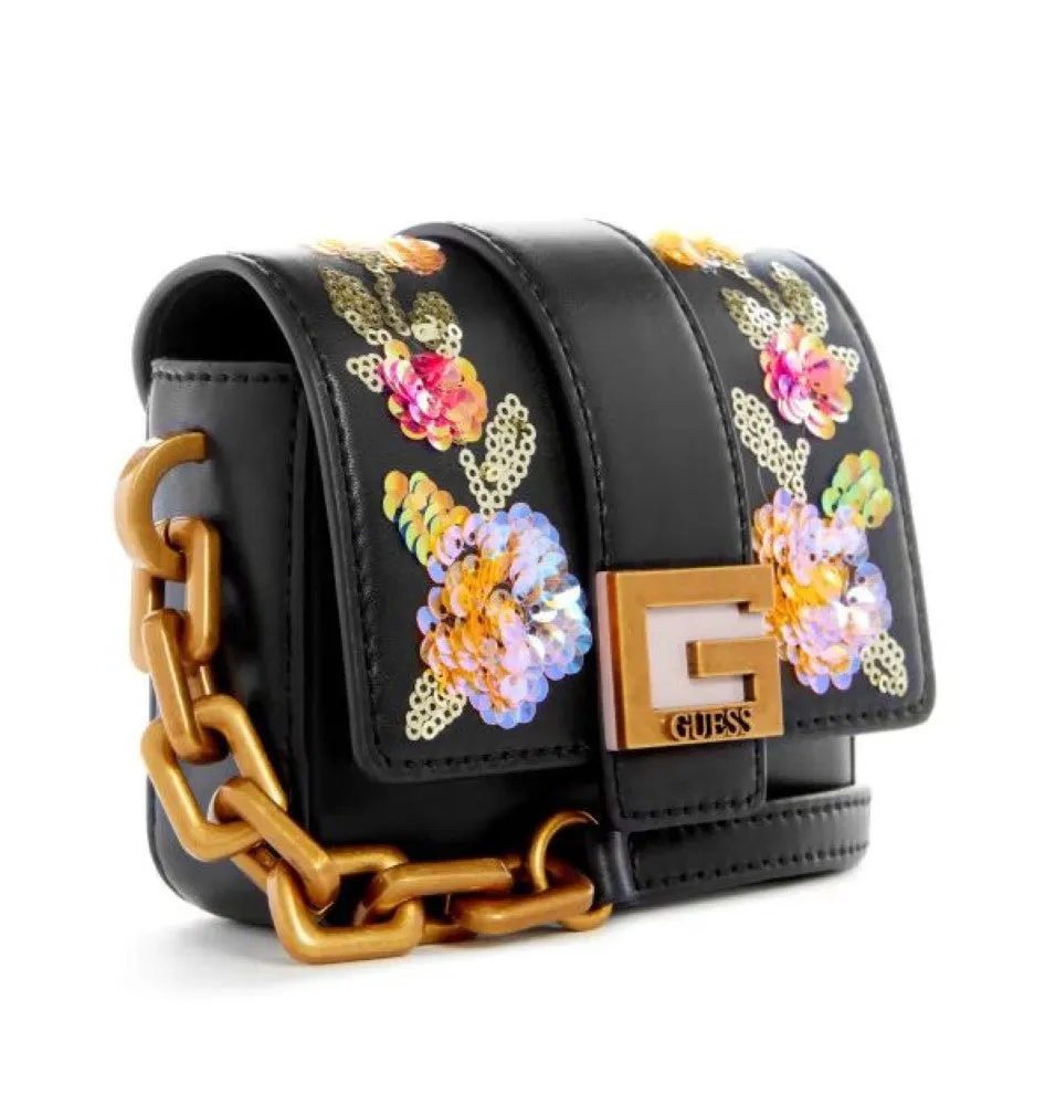 GUESS Morada Sequin Floral Micro Mini Crossbody Handbag