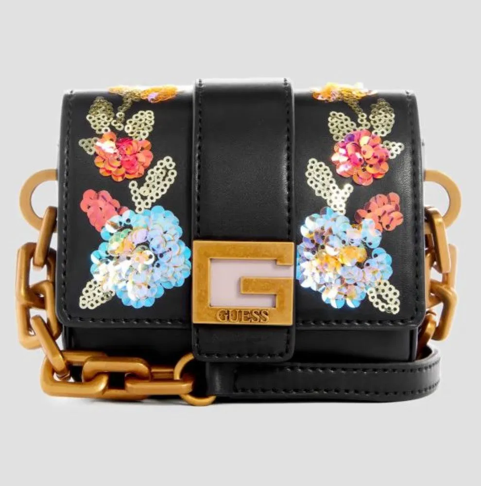 GUESS Morada Sequin Floral Micro Mini Crossbody Handbag