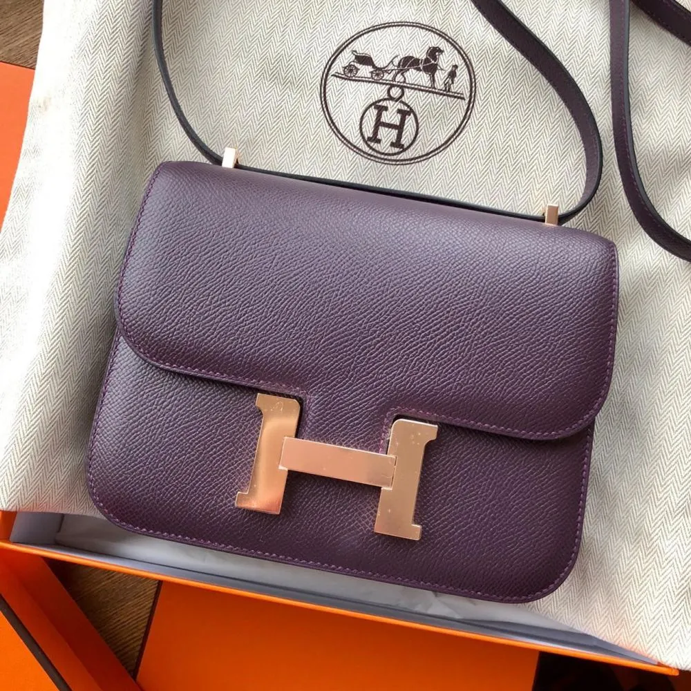 Hermès Constance 18 Raisin Epsom Rose Gold Hardware RGHW