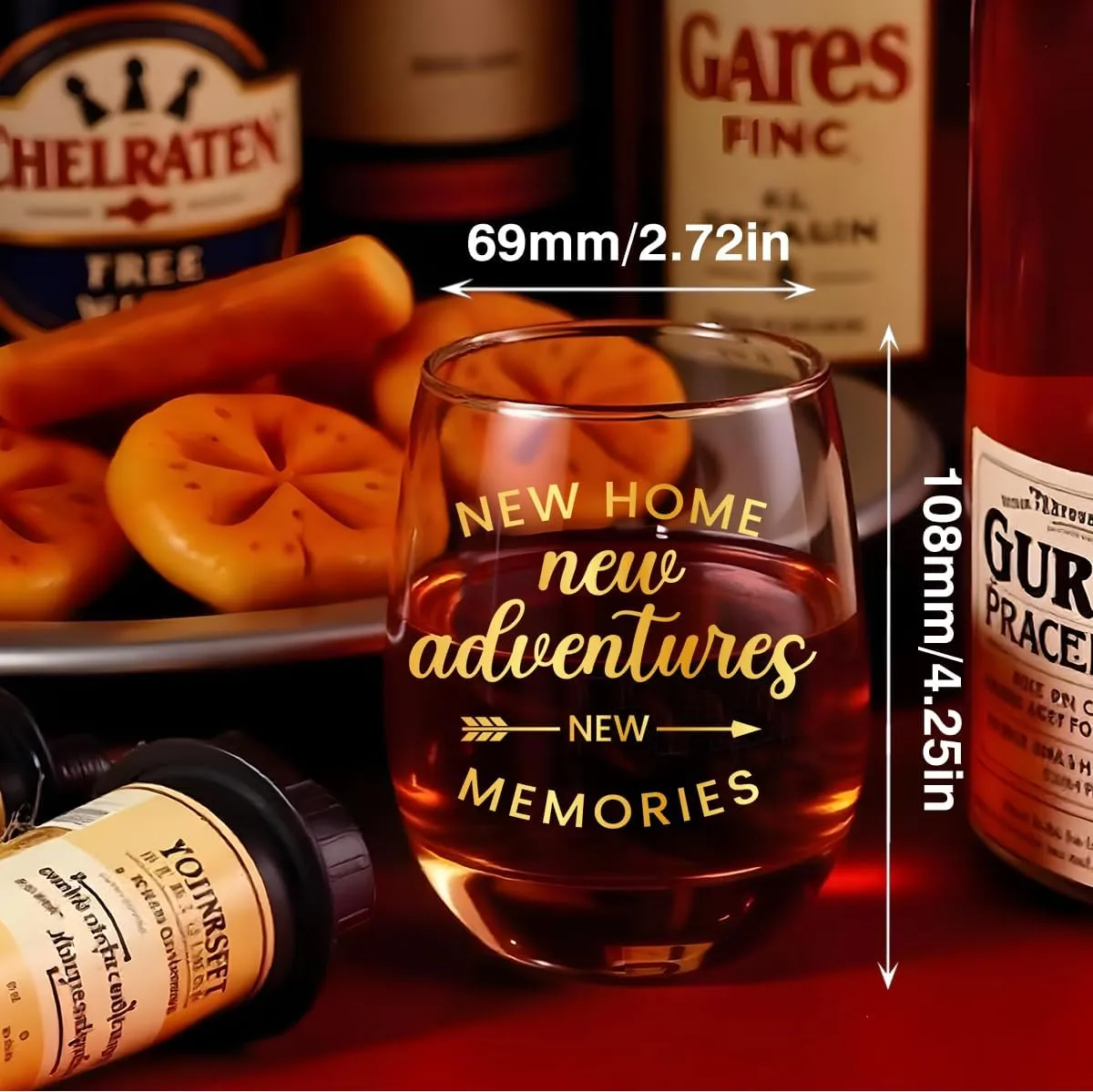 House Warming Gifts New Home Gift Ideas New House Apartment Gifts for Women Men Couple-15 oz Stemless Housewarming Wine Glass And Wine Bag