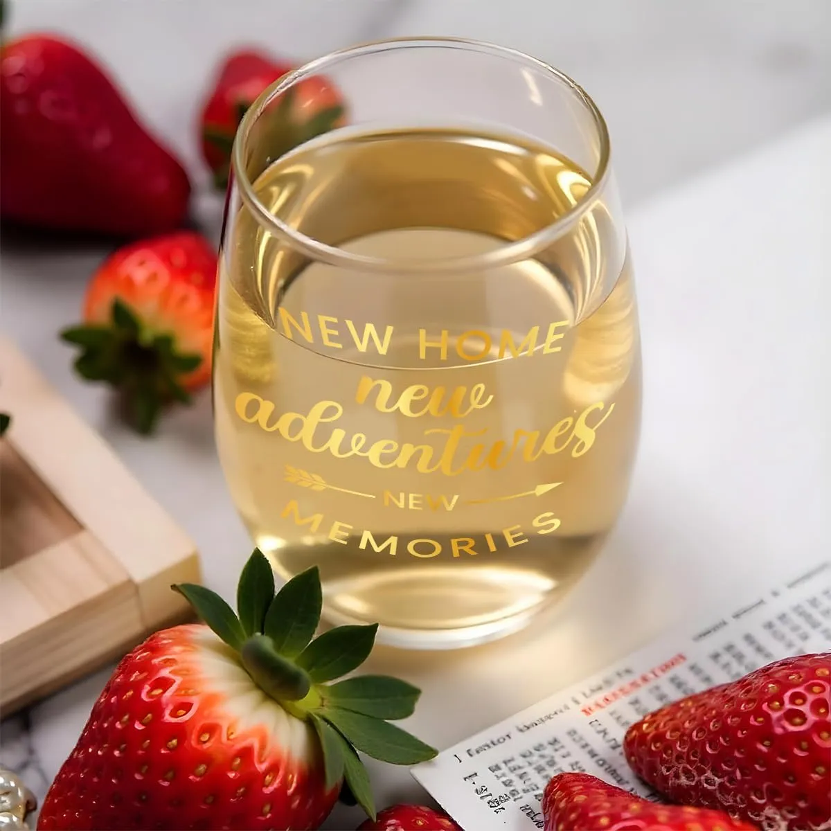 House Warming Gifts New Home Gift Ideas New House Apartment Gifts for Women Men Couple-15 oz Stemless Housewarming Wine Glass And Wine Bag