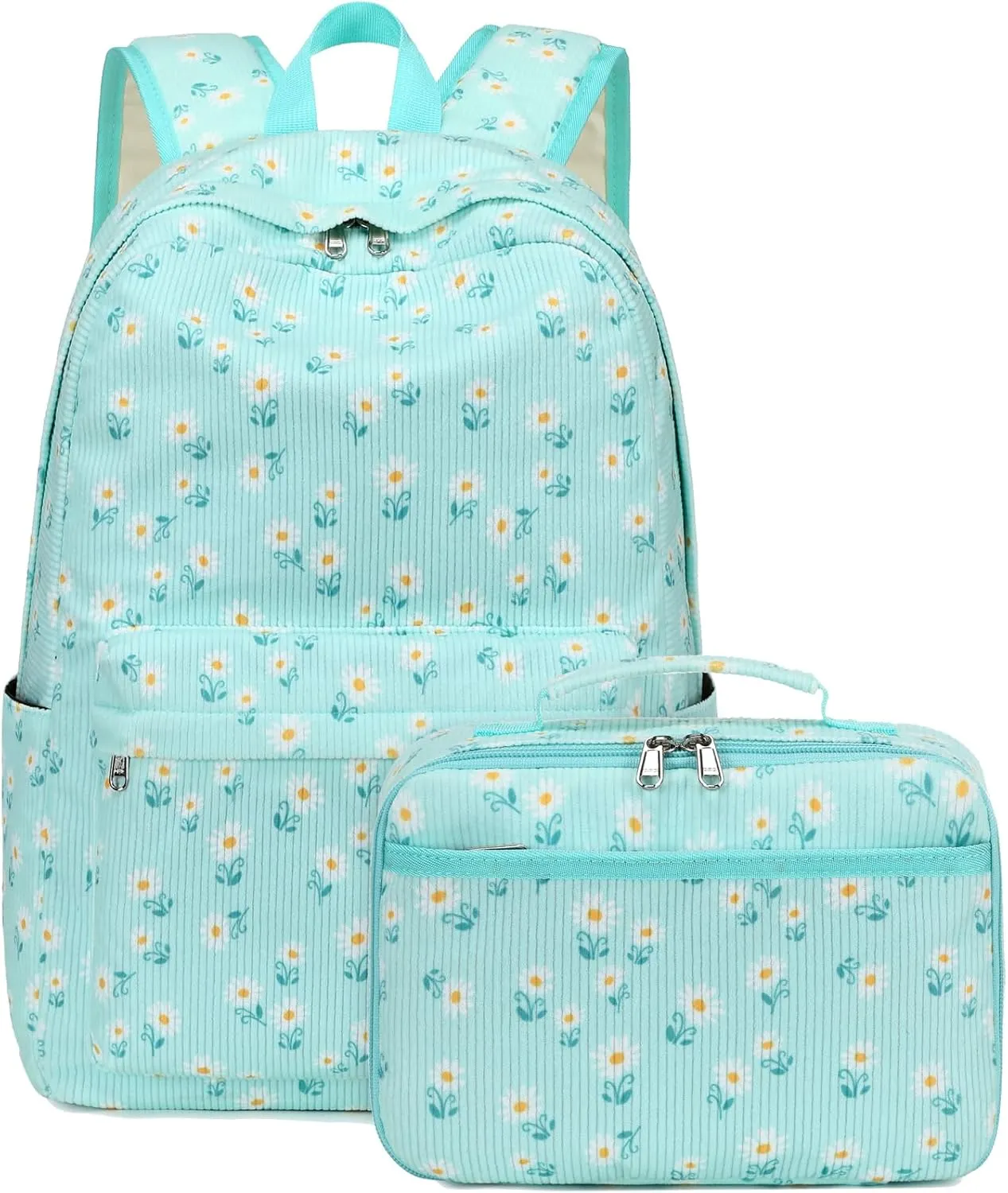 JIANYA Girls Backpack for School - Daisy Backpack with Lunch Box - Lightweight Kids School Bag Bookbag for Elementary Girl