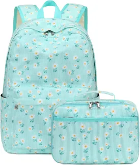 JIANYA Girls Backpack for School - Daisy Backpack with Lunch Box - Lightweight Kids School Bag Bookbag for Elementary Girl