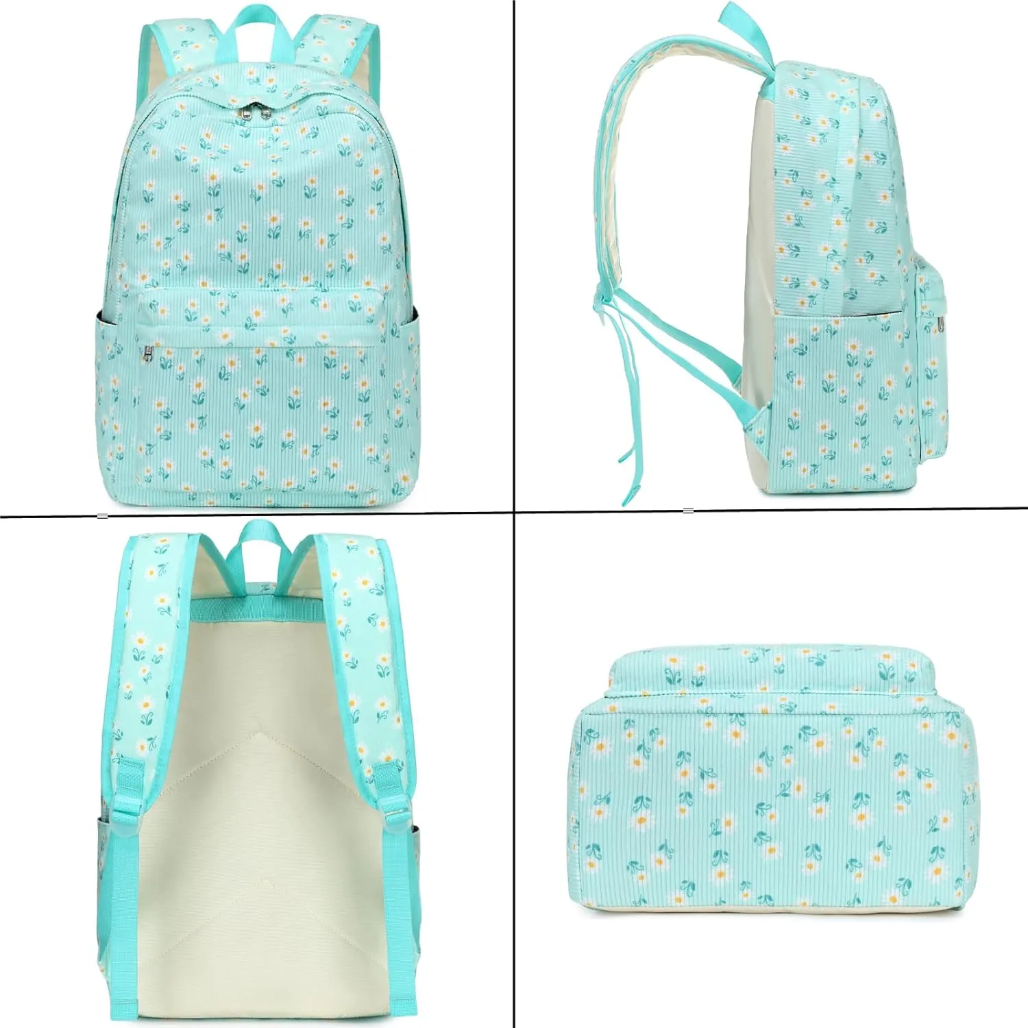 JIANYA Girls Backpack for School - Daisy Backpack with Lunch Box - Lightweight Kids School Bag Bookbag for Elementary Girl