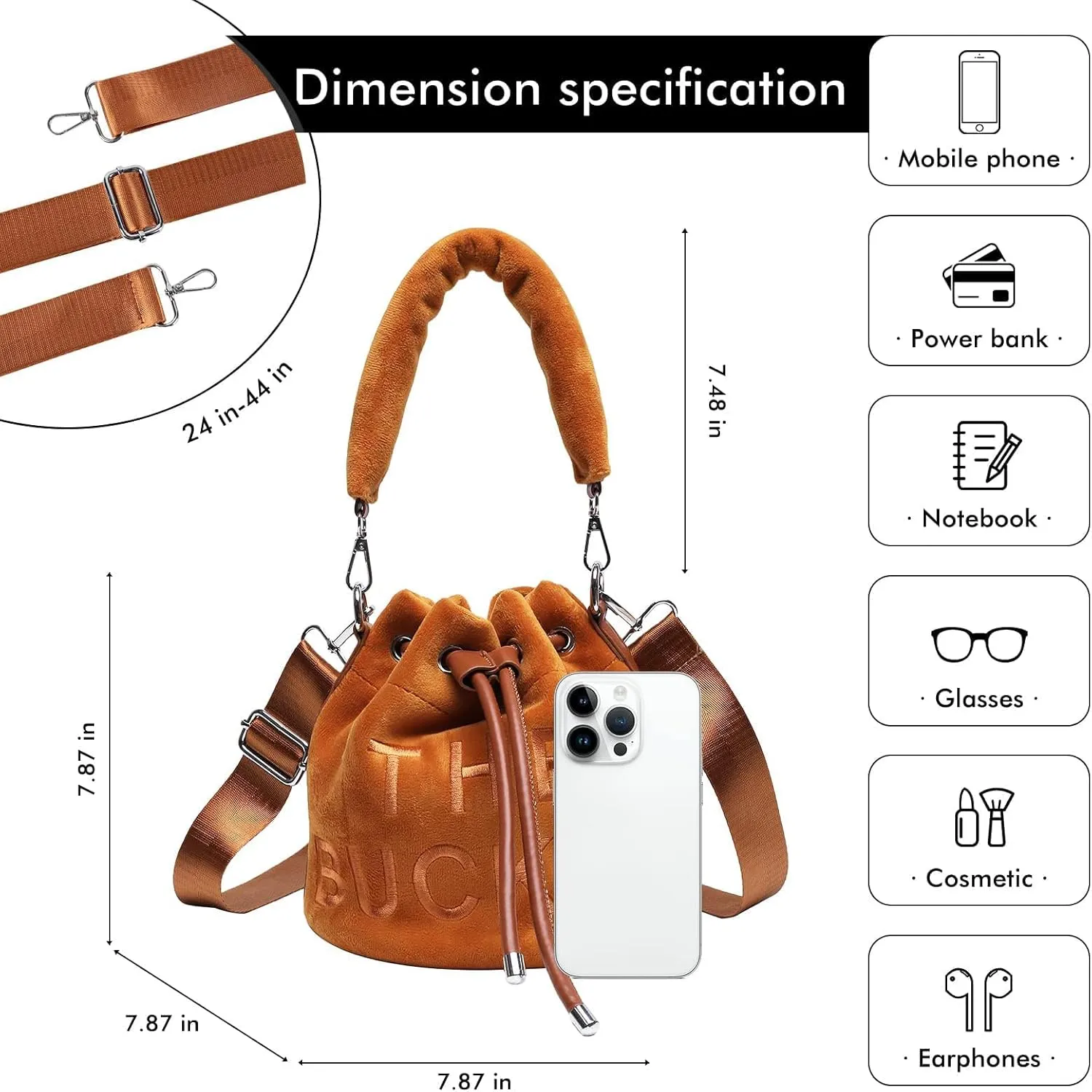 JQAliMOVV Mini Crossbody Bucket Bags for Women Trendy Velvet Bucket Purse Hobo Drawstring Handbags