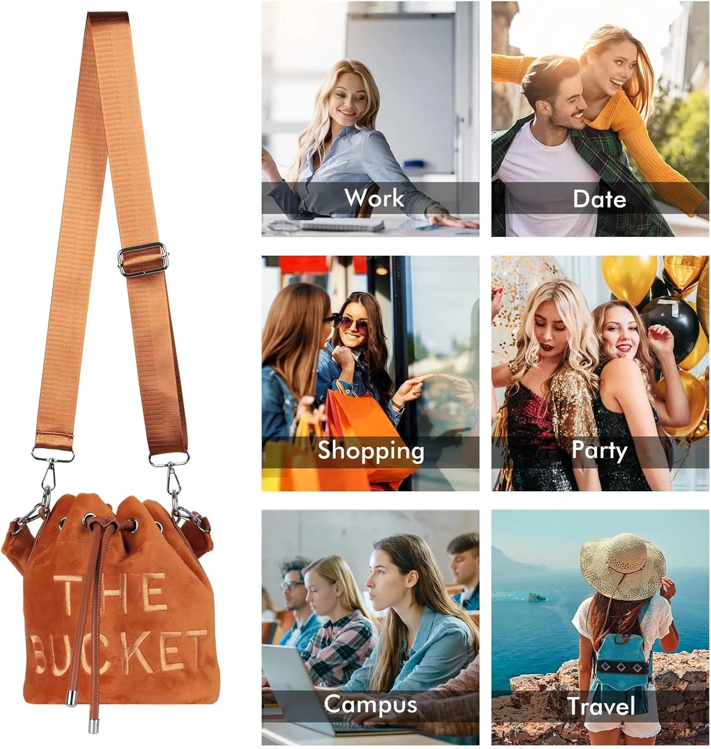 JQAliMOVV Mini Crossbody Bucket Bags for Women Trendy Velvet Bucket Purse Hobo Drawstring Handbags