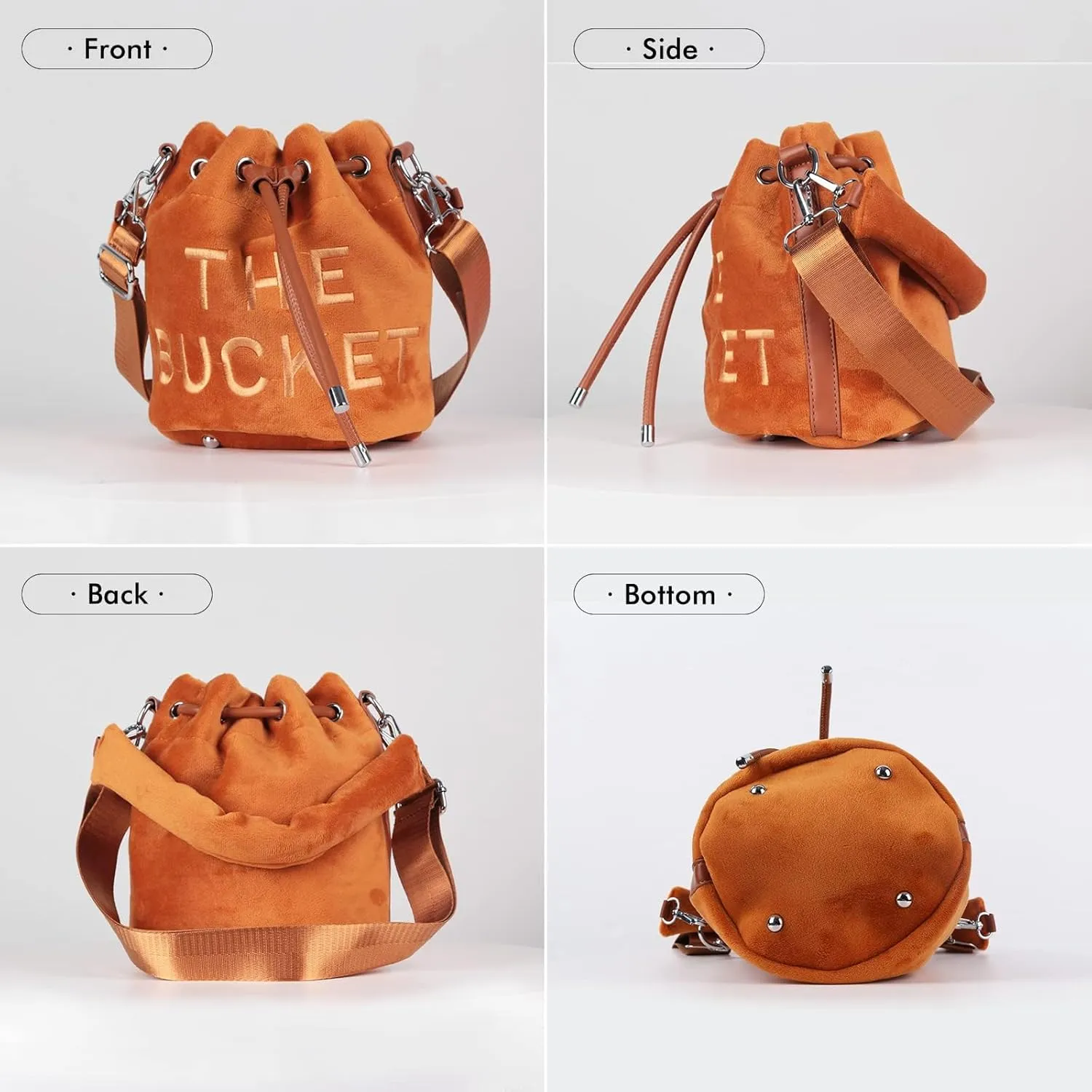 JQAliMOVV Mini Crossbody Bucket Bags for Women Trendy Velvet Bucket Purse Hobo Drawstring Handbags