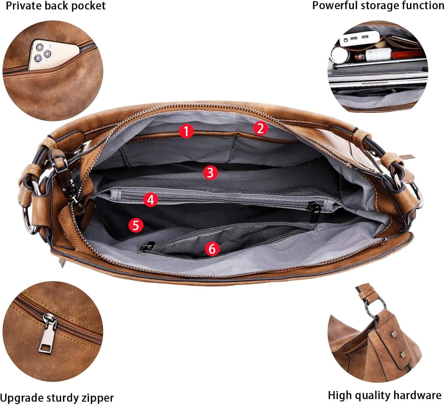 lapsting Hobo Bags for Women Handbags Purse Ladies Boho Shoulder Bag Crossbody Purses Faux Leather